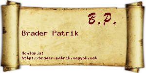 Brader Patrik névjegykártya
